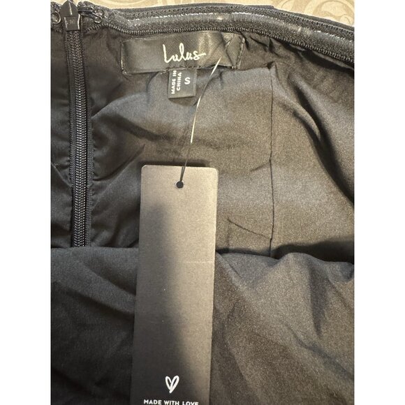 Lulus Compelling Style Long Strapless A-Line Maxi Dress Black S Small Silky NEW - Picture 12 of 16